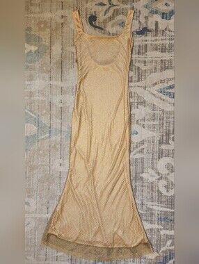 Almond Muse Rhinestone Maxi Dress. Gold. Size M. NWT